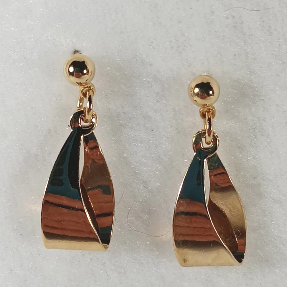 Monet Gold-Tone Twisted Drop Stud Earrings - Picture 3 of 3
